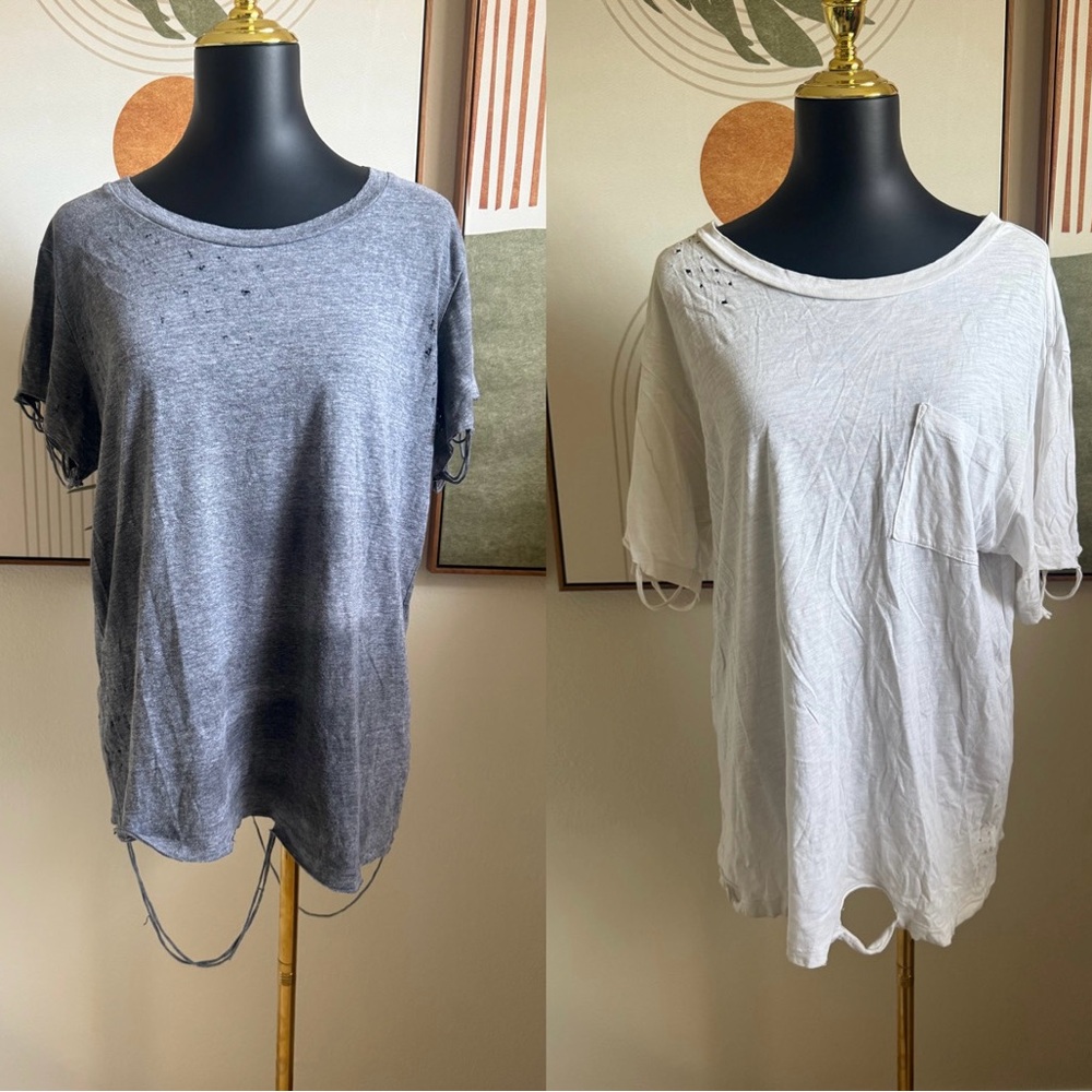 NSF Distressed Gray White Shirt Bundle (2)